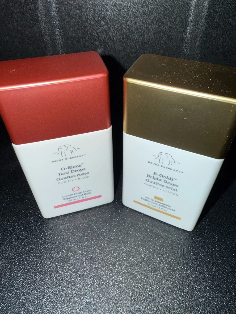 Drunk Elephant Blot Drops Duo with Red and Gold Caps